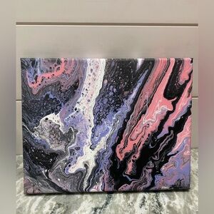 Hand Crafted Pink and Purple Fluid Art Painting